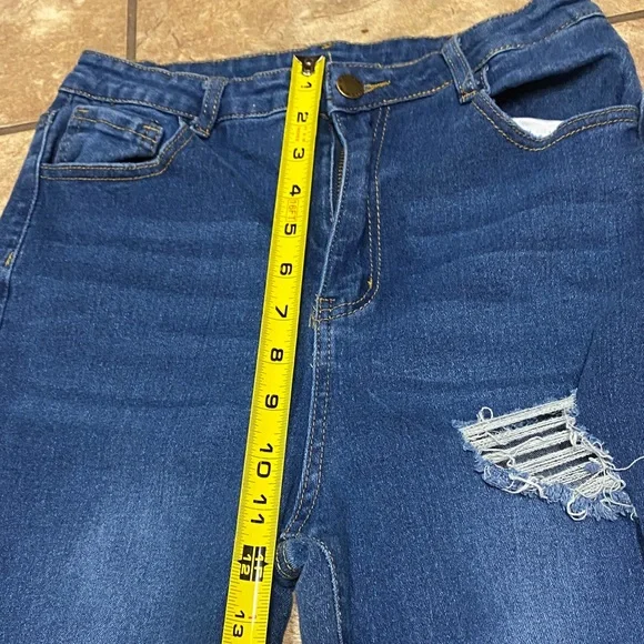 Dark Blue Distressed Flare Size 26-28 Jeans - Picture 10 of 11